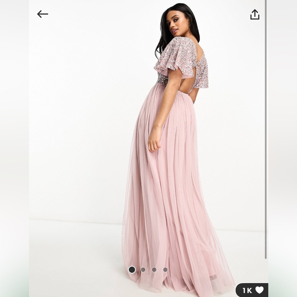 Beaut Bridesmaid embellished maxi dress with open back detail in frosted pink